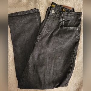 Lee Women's Dark Gray/Black High Rise Straight Ankle Jeans